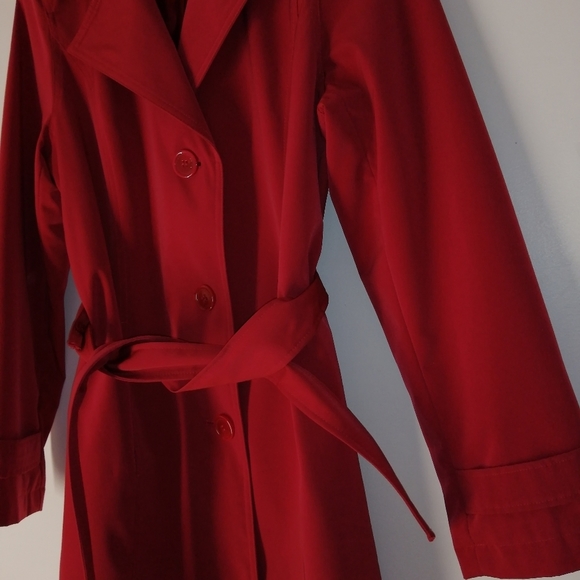 STUDIO LIZ CLAIBORNE RED TRENCH COAT SIZE MEDIUM - Picture 4 of 4